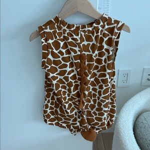 Brown and White Giraffe Print Sleeveless Romper